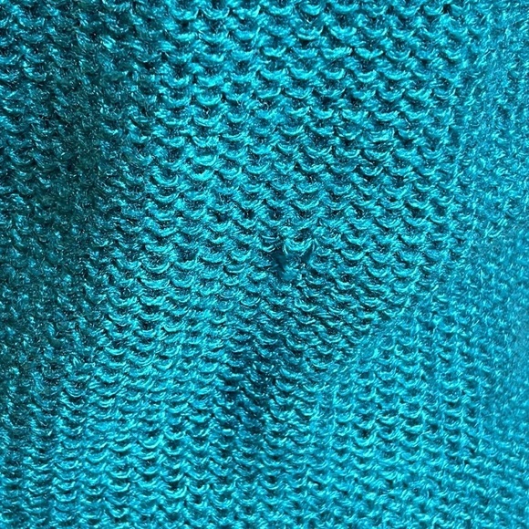 Country Suburbans Hand Knit Teal& Black Diamond Short Sleeve Sweater Size M - Picture 4 of 5
